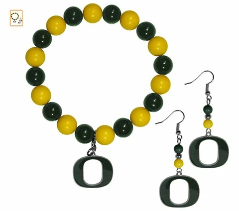 Oregon Ducks Official Licensed Bracelet & Earring Set NCAA College Brand New Cover