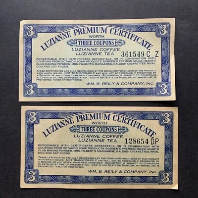 53843 2 Luzianne Tea Coffee Premium Coupon Certificate See Pictures - Image 1 of 2