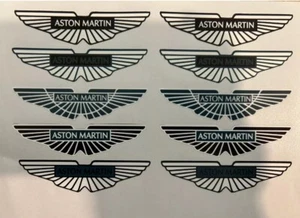 Aston Martin Logo 10 Stickers Vinyl Printed And Cut Sizes 8cm X 2cm - Picture 1 of 2