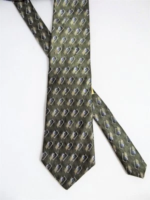 Corbata Stringbeans EE. UU. Verde Salvia Brillo Con Gris y Taupe 57" x 3 7/8" Nueva Foto 1 de 4