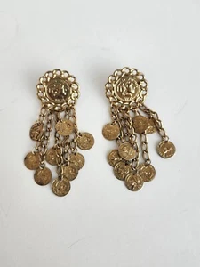 Vtg Chunky 80s 90s French Coins Multistrand Pendant Goldtone Chain Runway  - Picture 1 of 10