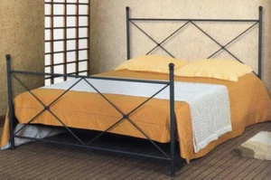 LETTO MATRIMONIALE IN FERRO BATTUTO MODELLO EVELIN GRIGIO SIDERALE - Foto 1 di 1