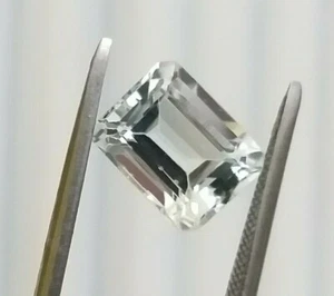 1.5 Carat Natural Colorless Beryl Goshenite Emerald Cut Loose Gemstone 10*8 MM - Picture 1 of 3