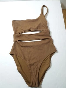 NUOVO AMERICAN EAGLE AERIE MEDIUM 1pz MARRONE, COPERTURA COMPLETA CON RITAGLI MID DRIFT - Foto 1 di 6