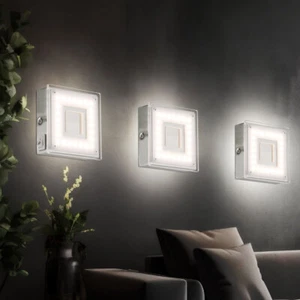 Lampada da Parete Montaggio Soffitto Luci Soggiorno Argento Satinato LED 3er Set - Foto 1 di 4