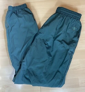 Vintage 90s Champion Nylon Athletic Track Pants XL Green Zipper Ankles Y2K - Picture 1 of 10
