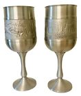 RM Pewter Thailand Dragon Boat Elephant Wine Goblet Set Ceremonial Chalice Cups
