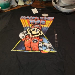 NEW Mario Kart 1992 Nintendo Racing Black Retro Tee Shirt Size L 100% Cotton - Picture 1 of 5