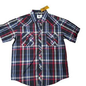Coevals Club Mens L Plaid Western Shirt Short Sleeve Button Up - Picture 1 of 8