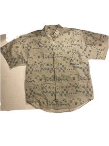 Vintage Bugle Boy Shirt Mens Large Short Sleeve Button Down Geometric 90s - Picture 1 of 5