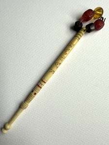 ANTIQUE VICTORIAN LACE BOBBIN. NAMED 'SARAH'. WITH SPANGLES - Picture 1 of 5