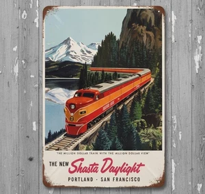 Letrero de metal de novedad vintage Southern Pacific Railroad Shasta Daylight 8 x 12 ¡Nuevo! - Imagen 1 de 2