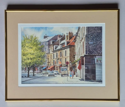 Pintura acuarela original de escena callejera de EDWIN HAAS Foto 1 de 4