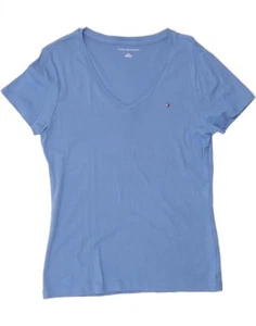 TOMMY HILFIGER Womens T-Shirt Top UK 14 Large Blue Cotton BV10 - Picture 1 of 3