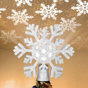 Yescom Albero di Natale Topper Stella 3D Argento Fiocco di Neve Proiettore Rotante Decorazione - Foto 1 di 11