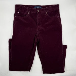 Tommy Hilfiger Pantalones Para Mujer 10 Borgoña Algodón Pana Pierna Recta Pantalones - Imagen 1 de 9