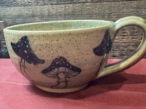 Mushroom/plants Speckled Abstract Hand Crafted Art Pottery Coffee Or Tea Mug. - Picture 1 of 10
