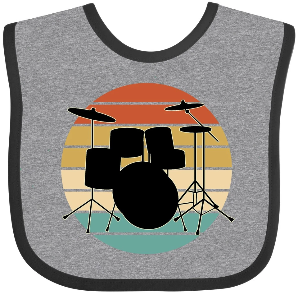 Juego de batería Inktastic baterista retro puesta de sol bebé babero instrumento vintage jazz Foto 1 de 1