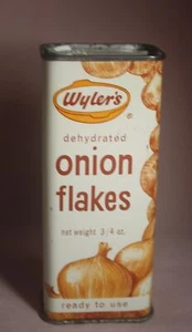 1960'S WYLER'S ONION FLAKES SPICE TIN / CAN 3/4 0Z. WYLER & CO.,CHICAGO ILL. - Bild 1 von 6