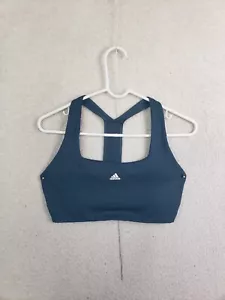 Adidas Women Sport Bra Large Blue Poly Blend Medium Support Active Training Fit - Picture 1 of 16
