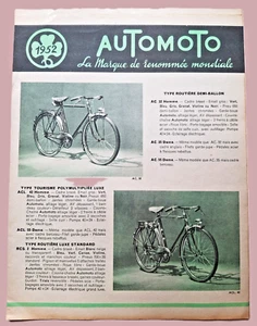 1952 AUTOMOTO Prospectus VELOS et VELOMOTEURS Modèles et tarifs - Foto 1 di 3