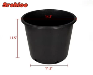 7 Gallon Black Plastic Garden Plant Flower Pot Planter Nursery Pots 10 Pcs  - Picture 1 of 10