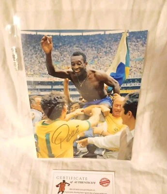 Foto firmada por Pelé de 8x10 de fútbol COPA MUNDIAL autografiada certificado de autenticidad equipo de fútbol de Brasil Foto 1 de 2