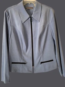 ⭐️AMANDA SMITH Women's Light Sky Blue Zip Front Blazer Jacket, Size 16W - Picture 1 of 4