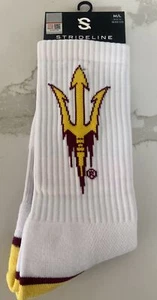 ASU Arizona State University Devils Strideline Crew Socks White M/L 8-12 - Picture 1 of 5