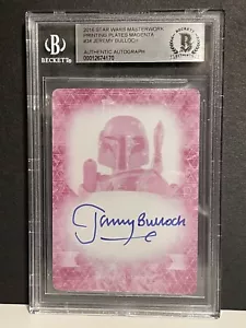 Jeremy Bulloch Fett 2016 Topps Star Wars Masterwork Autograph Card 1/1 Plate BAS - Picture 1 of 2