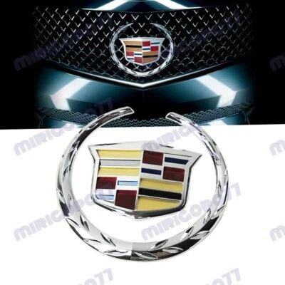 Para Cadillac Parrilla Delantera 6" Emblema Capucha Insignia Logo Cromo Símbolo Adorno X1 Foto 1 de 4