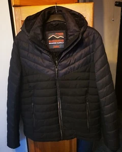Superdry Hombre 3XL Fuji Mountain Chaqueta Abrigo Capucha Extraíble Negro y Gris Perfecto - Imagen 1 de 9