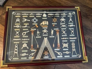 Original Vintage Large Sailor's Nautical Knots Shadow Box 24" x 32" - Very Good! - Picture 1 of 7