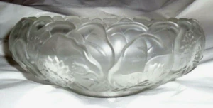 FENTON SAMT MATT SATINIERT KUNSTGLAS KRISTALL "SEEROSEN" KONSOLE LALIQUE-ISH - Bild 1 von 12