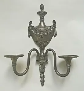 Antique ONE Sconce E F Caldwell Marked Sliver Plate Bronze Neoclassical Urn 2Arm - Picture 1 of 12