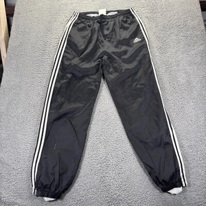 Vintage Adidas Track Pants Mens Large Black Nylon Tapered Fit 3 Strips Athletic - Picture 1 of 9