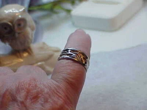 Sterling Silber 3,9 gr Größe 7,75 Bandring Vintage Brutalist Schnörkel Eheband breit - Bild 1 von 6