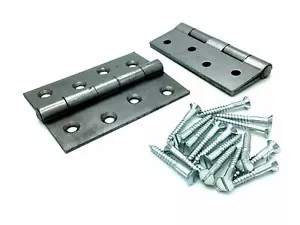 2 x BUTT HINGES 100mm / 4" steel heavy duty door hinge with screws (744) - Picture 1 of 3