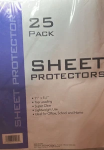 NUEVO PAQUETE DE 25 PROTECTORES DE HOJA DE ESCRITURA 11 X 8,5 CARGA SUPERIOR LIGEROS - Imagen 1 de 2