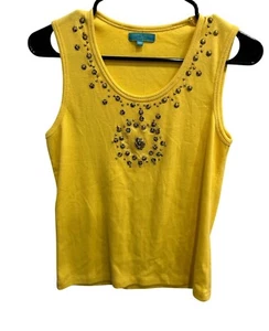 Yellow Cable & Gauge Petite Sleeveless Top With Embellished Front Design PS - Picture 1 of 9