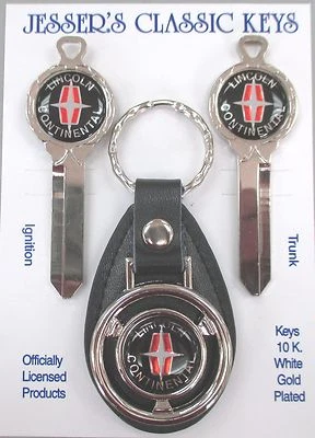 Black Lincoln CONTINENTAL White Gold Deluxe Classic Key Set 1979 1980 1981  - Image 1 of 4