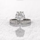 Gift For Her 14Ct White Gold Moissanite Diamond Engagement Art Deco Wedding Ring