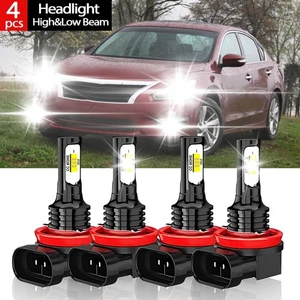H11+H11 For Nissan Altima 2007-2018 LED Headlight Bulb Kit High & Low Beam Combo - Picture 1 of 12