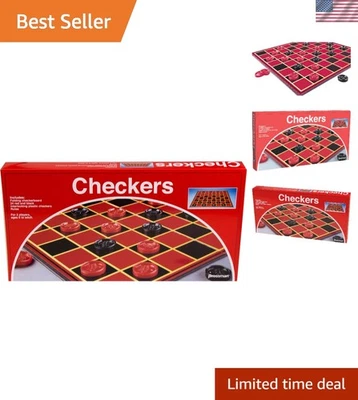 Timeless Strategy Game: Folding Checkers Board with Durable Interlocking Pieces - Image 1 of 4