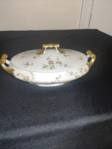 Vintage PL M. Redon Limoges France Porcelain Covered Oval Vegetable Dish - Picture 1 of 7
