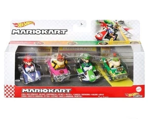 2023 Mattel Hot Wheels Mario Kart Mario Bowser Luigi Bowser Jr 4 Pack NEW NIP - Picture 1 of 10