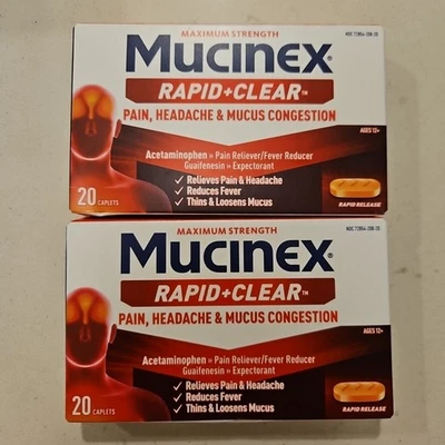 Comprimidos de alivio de congestión severa Mucinex Rapid Clear 20ct x2 Exp 2027+ Foto 1 de 4