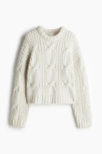 Nuevo con etiquetas Suéter H&M Marfil Blanco Mezcla de Poli Lana Grueso Tejido con Cable Cuello Redondo, Talla M - Imagen 1 de 13