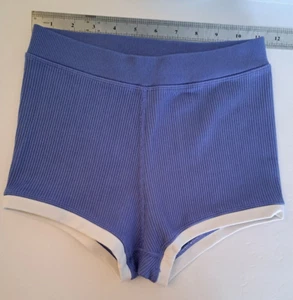 OFFLINE by Aerie ATH Shortie Shorts Women's SZ XS Blue Ribbed Stretch Loungewear - Picture 1 of 9