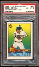 Bobby Bonilla / Mike Schmidt Card 1989 O-Pee-Chee Stickers #40 PSA 8
